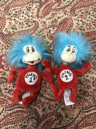 Dr Seuss Thing 1 Thing 2 Cat In The Hat Plush Finger Puppets Manhattan Toy 2001