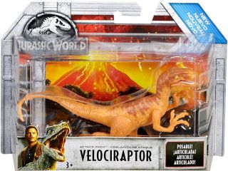 Jurassic World Fallen Kingdom Attack Pack Velociraptor Action Figure [orange]
