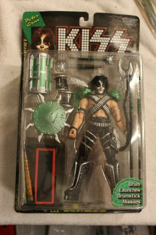 1997 Mcfarlane Toys Peter Criss Kiss 8” Ultra - Action Figure Nip Drum Launches