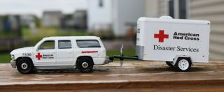Custom Matchbox Vehicle - American Red Cross Field Operations Suburban & Trailer