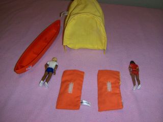 Tonka play people 1980 coleman camping set 2 figures,  boat,  tent,  sleeping bags 2
