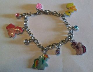 My Little Pony 7.  5 " Silver Tone Charm Bracelet,  2014 Hasbro