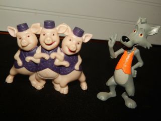 Big Bad Wolf Figure And The 3 Little Pigs Action Figure Toys / Cake Topper
