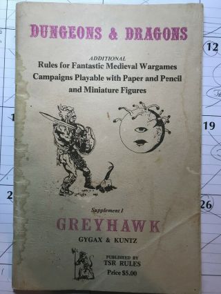 Dungeons And Dragons Greyhawk Tsr Supplement I,  5th Printing