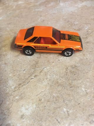 Hot Wheels 1979 Turbo Mustang Cobra Orange,  Hong Kong,  Metal Base 3