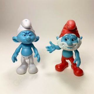The Smurfs Figure Set | Papa Smurf & Grouchy | 2 Items | Pvc