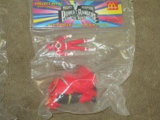 complete set 6 1995 McDonalds Mighty Morphin Power Rangers the Movie in pack 5