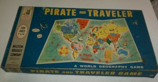 Vintage 1960 Pirate And Traveler Board Game Milton Bradley