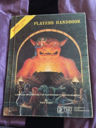 Advanced Dungeons & Dragons Players Handbook,  1st Edition,  6th Print,  1980