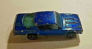 1968 MATTEL HOT WHEELS CUSTOM BARRACUDA RED LINE (BLUE) HK VENTED HOOD SHARP CAR 2