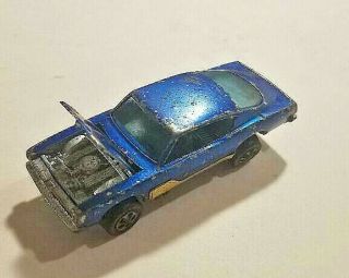 1968 MATTEL HOT WHEELS CUSTOM BARRACUDA RED LINE (BLUE) HK VENTED HOOD SHARP CAR 4