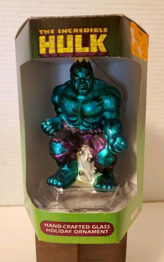 Vtg Marvel The Incredible Hulk 2003 Hand - Crafted Glass Ornament Kurt S.  Adler