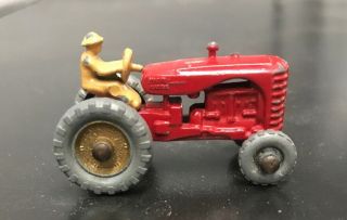 Vtg Miniature Diecast Toy Lesney Matchbox Massey Harris Tractor 4 Metal Wheel