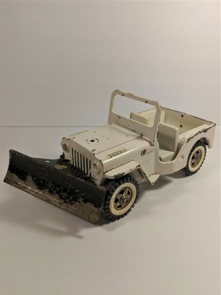 Tonka Jeep Snow Plow Vintage 1960s White Aa Wrecker Tow Truck [used][rust]