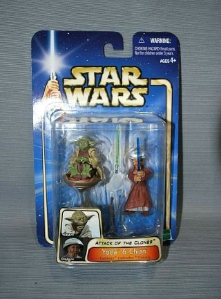 Star Wars Attack Of The Clones Yoda And Chian Action Figure Set - - 2003