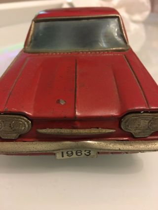 Vintage Bandai Chevrolet Corvair Tin Friction Car Made In Japan Red