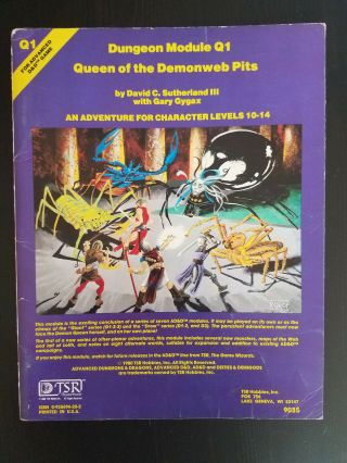 Vintage: Ad&d Module Q1 Queen Of The Demonweb Pits,  1980 1st Edition