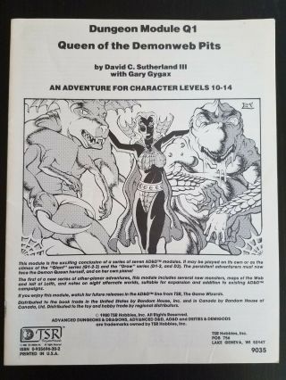 VINTAGE: AD&D Module Q1 Queen of the Demonweb Pits,  1980 1st edition 4