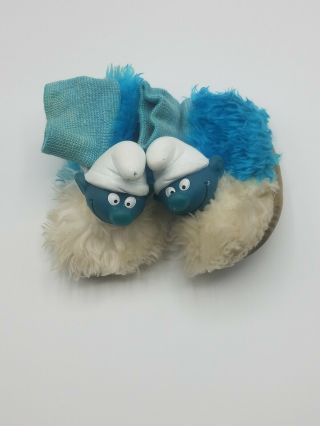 Pre - Owned Vintage The Smurfs House Slippers Rubber Head Shoes