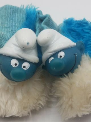 Pre - owned vintage The Smurfs house slippers rubber head shoes 2