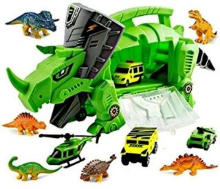 Dinosaur Playsets Toys Storage Carrier For Kids Includes 6 Mini Dinosaurs 3 Cars