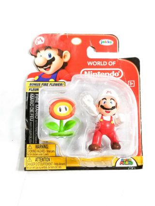 World Of Nintendo Fire Mario With Fire Flower Figure Jakks Pacific