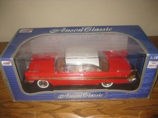 Anson Classic 1/18 Scale Die Cast 1957 Plymouth Fury.  In Factory Box.