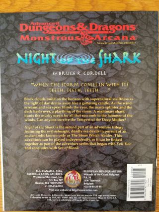 NIGHT OF THE SHARK AD&D 2E Monstrous Arcana Sahuagin Game Module TSR 2