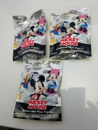 3 Blind Bags Disney Mickey Mouse Collectible Mini Figure Series 1