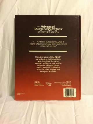 TSR AD&D Unearthed Arcana Hardcover Dungeons & Dragons 1st Edition Gary Gygax 2