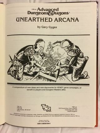 TSR AD&D Unearthed Arcana Hardcover Dungeons & Dragons 1st Edition Gary Gygax 5