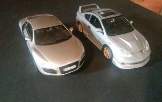 2 Built Model Cars - Silver Audi R8 And Silver Acura Rsx Type S