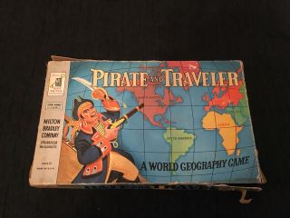 Vintage 1953 Pirate And Traveler Board Game Milton Bradley Complete Geography