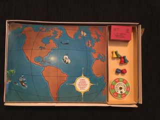 Vintage 1953 PIRATE AND TRAVELER Board Game Milton Bradley COMPLETE Geography 8