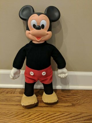 Vtg Disney Hasbro Marching Walking Mickey Mouse Doll 18 " Squeeze Collectible Toy