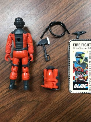 Gi Joe ARAH 1985 Fire Fighter Barbecue Action Figure Complete w File Card Peach 3