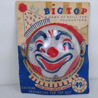 Vtg 1970s Big Top Circus Clown Nose Aldon Skill Toy Ball Maze 49 Bt
