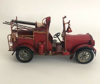 Vintage Style Red Metal Fire Truck Farmhouse Country Decor