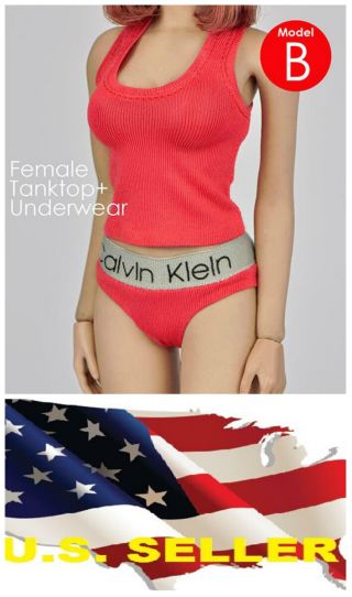 1/6 Ck Red Woman Tank Top & Underwear For Phicen Hot Toys Kumik Female Body❶usa❶