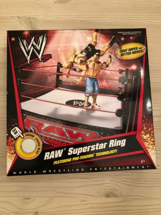 WWE RAW SUPERSTAR WRESTLING RING SPRING LOADED MAT NIB 2010 MATTEL FIGURES 3