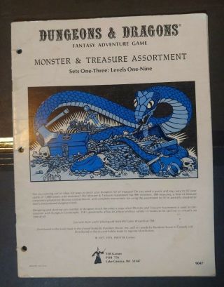 Dungeons & Dragons Monster&treasure Assortment Set 1 - 3:lvl 1 - 9 9047 Fm Tsr 1980