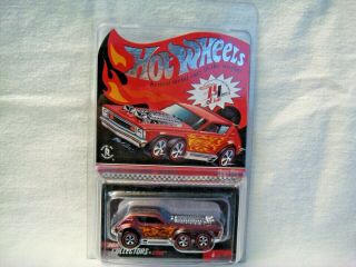 Hotwheels Rlc Blister Pack Shiny Red - Flames 6 Wheels Amc Gremlin Open Fire