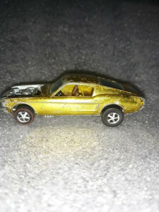 1967 Hot Wheels Redlines Custom Mustang Gold Hong Kong Brown Interior