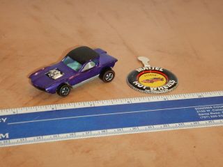 1967 Hot Wheels Redline Python,  Purple,  With Button,  Made In Hong Kong