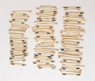 Vtg Set Of 96 Primitive Chinese Hand Carved Mah Jong Bones Counting Sticks