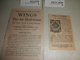Vintage RARE 1928 WINGS Parker Brothers Air Mail Card Game,  Complete w/rules 3