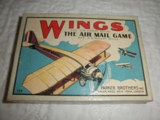 Vintage RARE 1928 WINGS Parker Brothers Air Mail Card Game,  Complete w/rules 4