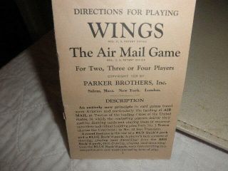 Vintage RARE 1928 WINGS Parker Brothers Air Mail Card Game,  Complete w/rules 5