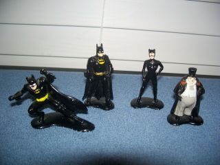 1992 Batman Returns Diecast Metal Batman Catwoman Penguin Figures 2 " 2 1/2 " Ertl
