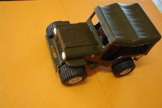 Vintage Tonka Toy Military Green Army Jeep Pressed Steel S/h In Usa